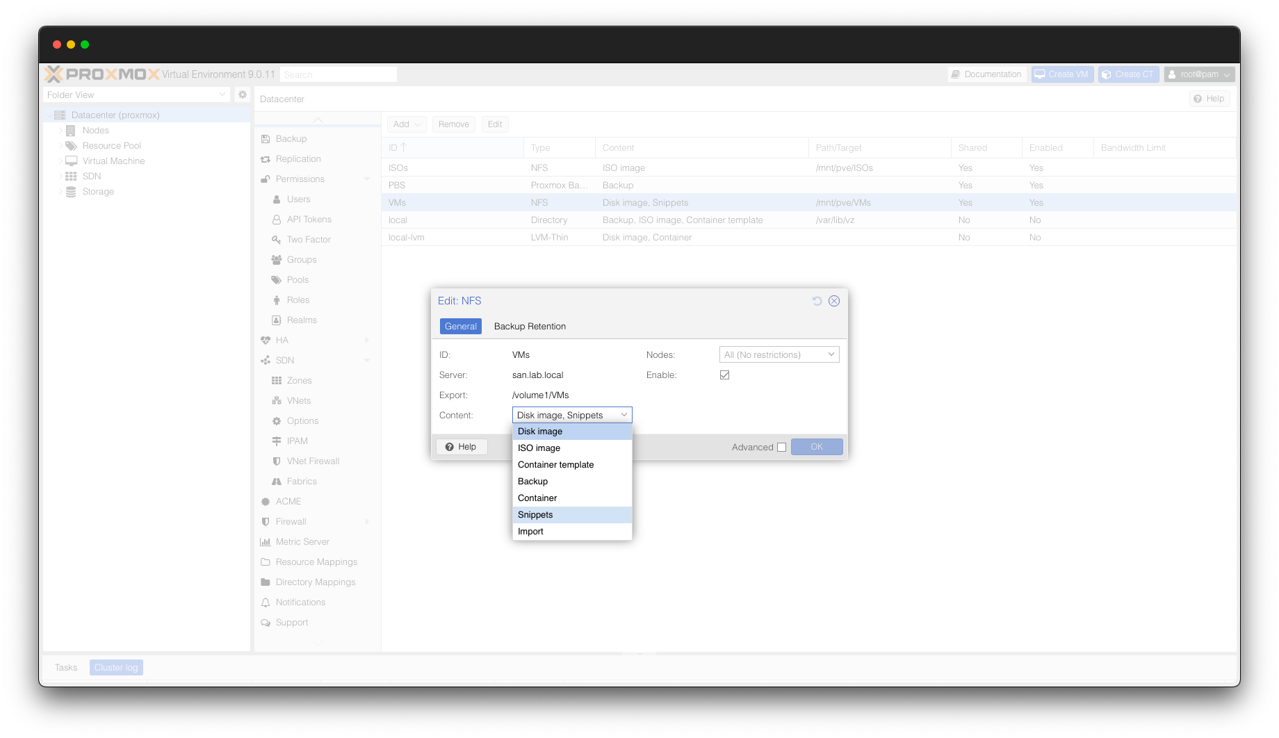Storage configuration in Proxmox