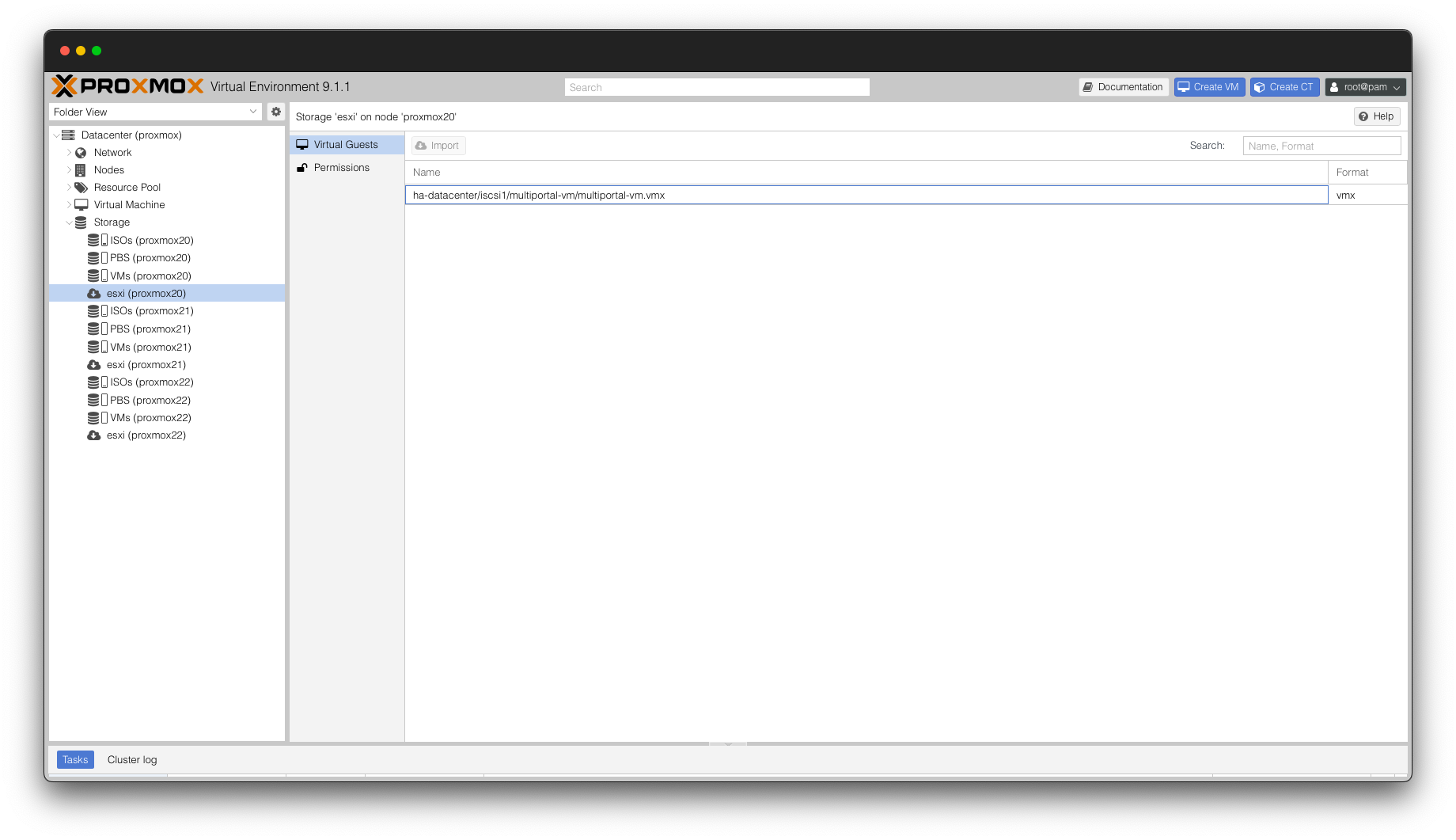 Viewing available VMs from ESXi