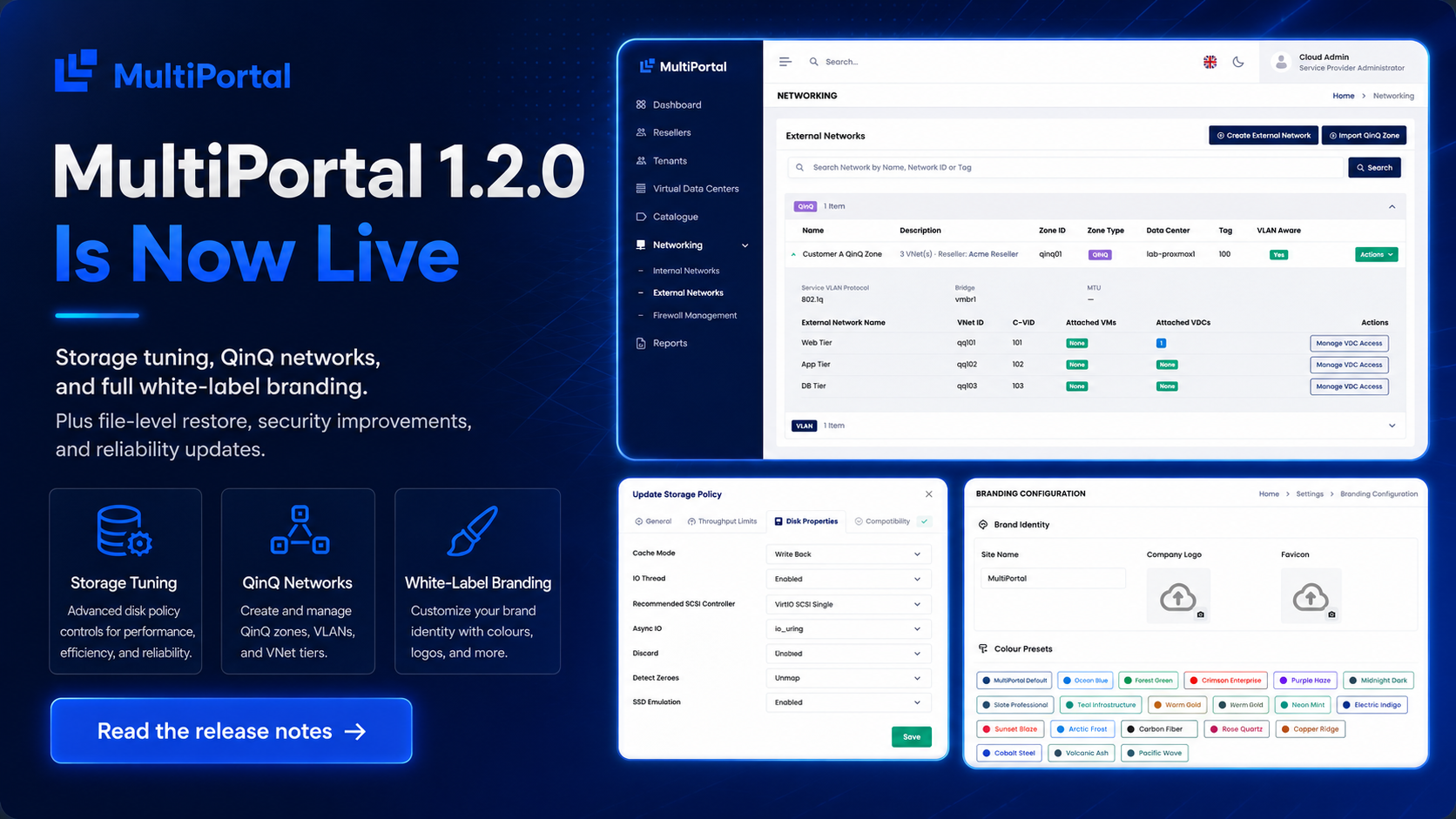 MultiPortal 1.2.0 Is Now Live: Storage Tuning, QinQ Networks, and Full White-Label Branding